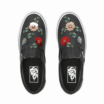 Vans Floral Sequins - Naisten Slip-on kengät - Mustat/Valkoinen